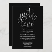 Nur Liebe Schwarz und Weiß in einer Hochzeit Einladung (Vorne/Hinten)