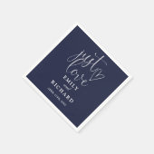 Nur Liebe Script Elegant Navy Blue Wedding Serviette (Ecke)