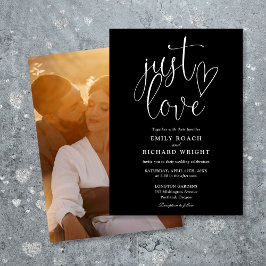 Nur Liebe Script Foto Schwarz und Weiß Hochzeit Einladung