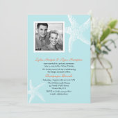 Nur Light Blue Starfish Foto Template Empfang Einladung (Stehend Vorderseite)