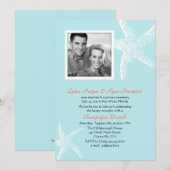 Nur Light Blue Starfish Foto Template Empfang Einladung (Vorne/Hinten)