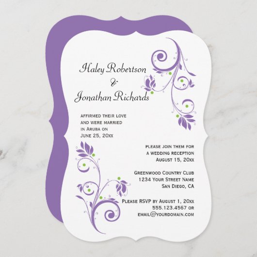 Nur Lila grüne Blumenzwiebeln Empfang Einladung (Vorne/Hinten)