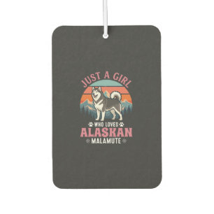Nur Mädchen Alaskan Malamute Hund Retro Sonnenunte Autolufterfrischer