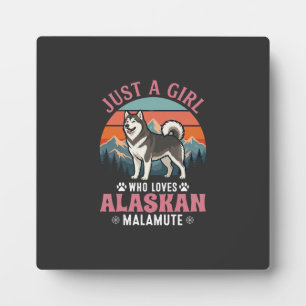 Nur Mädchen Alaskan Malamute Hund Retro Sonnenunte Fotoplatte