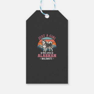 Nur Mädchen Alaskan Malamute Hund Retro Sonnenunte Geschenkanhänger