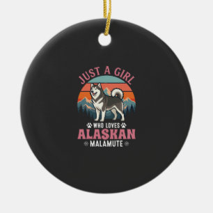 Nur Mädchen Alaskan Malamute Hund Retro Sonnenunte Keramik Ornament