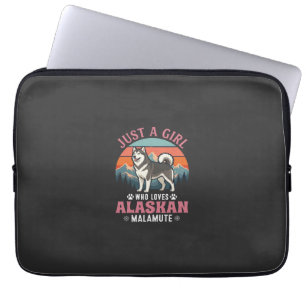 Nur Mädchen Alaskan Malamute Hund Retro Sonnenunte Laptopschutzhülle