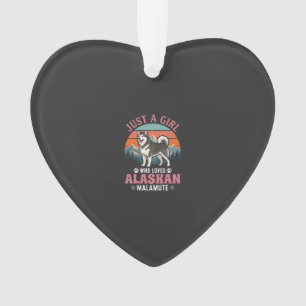 Nur Mädchen Alaskan Malamute Hund Retro Sonnenunte Ornament