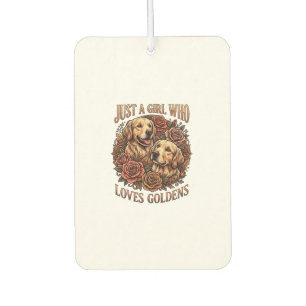 Nur Mädchen das Golden Retriever Hund Rosen liebt_ Autolufterfrischer