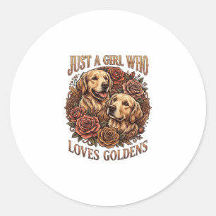 Nur Mädchen das Golden Retriever Hund Rosen liebt_ Runder Aufkleber