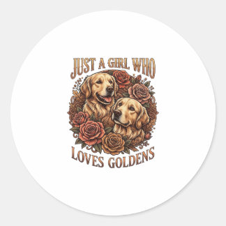 Nur Mädchen das Golden Retriever Hund Rosen liebt_ Runder Aufkleber