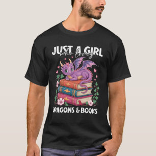 Nur Mädchen, die Lieben Dragons und Bücher Lila Dr T-Shirt