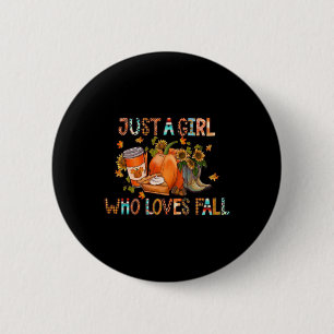 Nur Mädchen, die Lieben fallen Wasserfarben Herbst Button