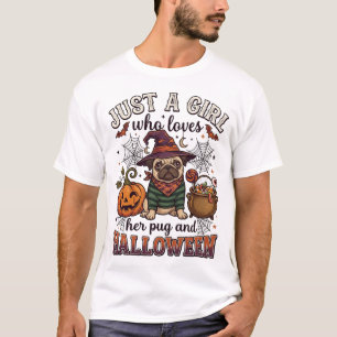 Nur Mädchen Halloween Mops Kürbis T-Shirt