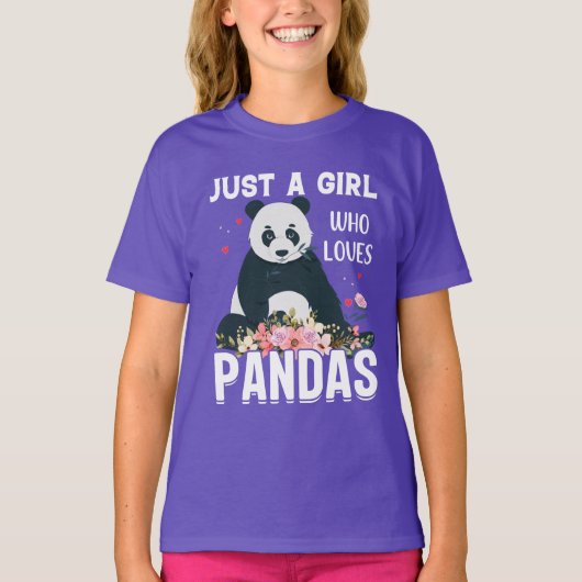Nur Mädchen Lieben Pandas Wortart T-Shirt (Vorderseite)
