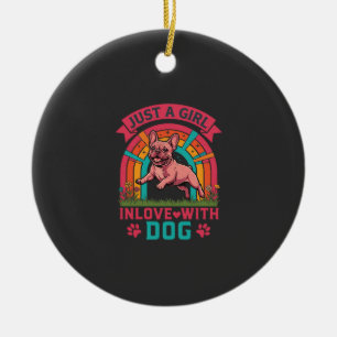 Nur Mädchen verliebt in Hund Französische Bulldogg Keramik Ornament