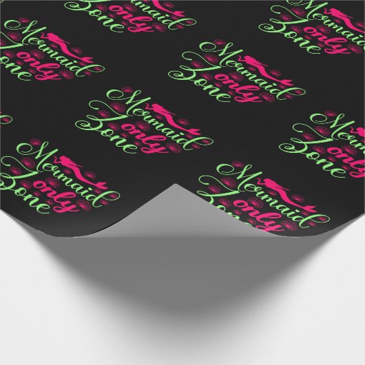 Nur Meerjungfrau-Zone in Hot Pink und Neon Green Geschenkpapier (Ecke)