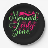 Nur Meerjungfrau-Zone in Hot Pink und Neon Green Pappteller (Vorderseite)