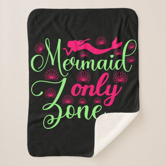 Nur Meerjungfrau-Zone in Hot Pink und Neon Green Sherpadecke (Vorderseite)