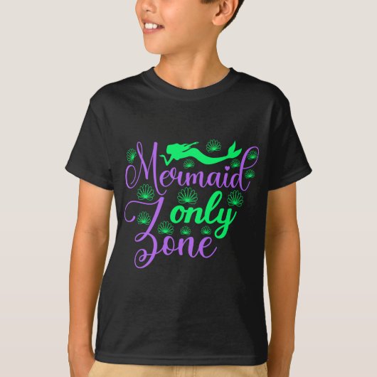 Nur Meerjungfrau Zone in Neon Green und Lila T-Shirt (Vorderseite)