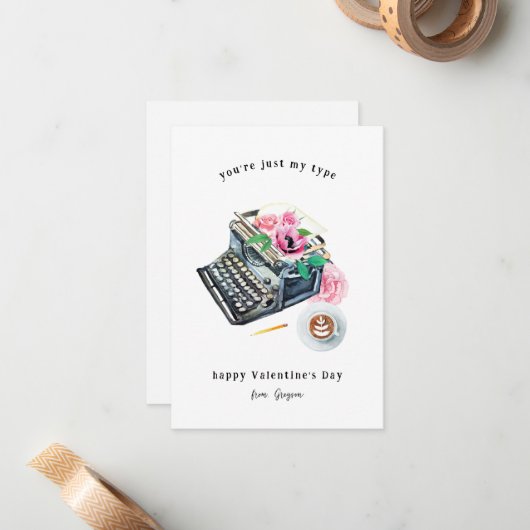 Nur mein Typ | Valentine Note Card für Schreibmasc Mitteilungskarte (Vorderseite/Rückseite Beispiel)