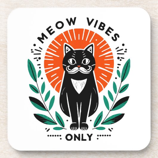 Nur Meow-Vibes Getränkeuntersetzer (Vorderseite)