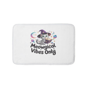 Nur Meowgical Vibes, Floating Kawaii Witch Cat Ov Badematte
