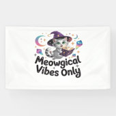 Nur Meowgical Vibes, Floating Kawaii Witch Cat Ov Banner (Horizontal)