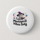 Nur Meowgical Vibes, Floating Kawaii Witch Cat Ov Button (Vorderseite)