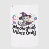Nur Meowgical Vibes, Floating Kawaii Witch Cat Ov Golfhandtuch (Vorderseite)