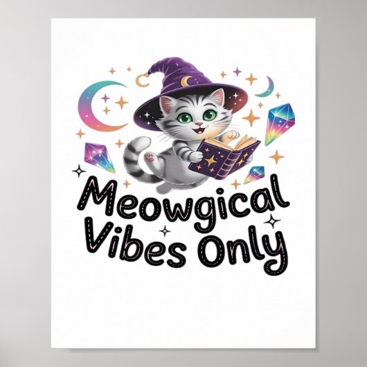 Nur Meowgical Vibes, Floating Kawaii Witch Cat Ov Poster (Vorne)