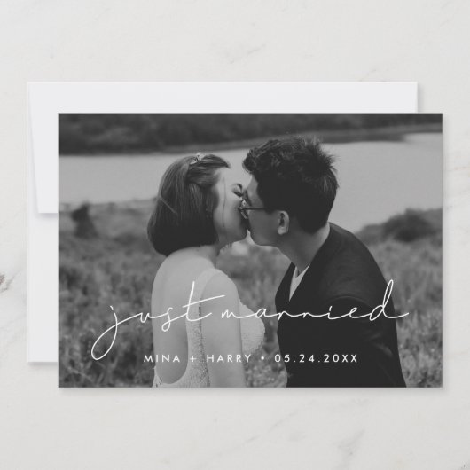 Nur Minimalistischen handgeschriebene Foto verheir Ankündigung (Vorderseite)