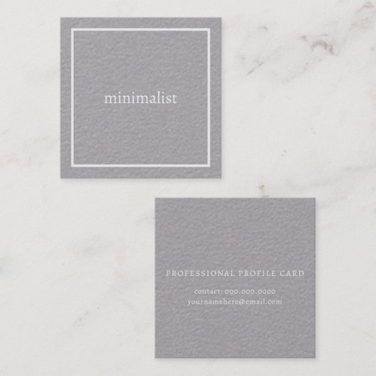 Nur Minimalistischer Name Grau Quadratische Visitenkarte (Vorne/Hinten)