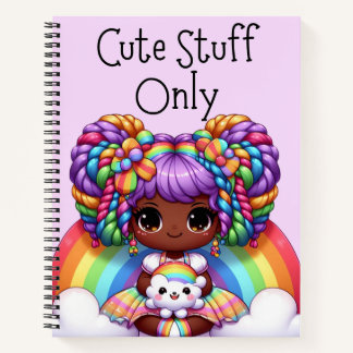Nur niedliche Stuff - Lila Kawaii-Regenbogen Notizblock