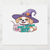 Nur � Niedlicher Hund mit Bubble Tee a Schaumweinetikett (Einzelnes Label)