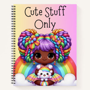 Nur niedliches Stuck - Rosa Kawaii Regenbogen Notizblock