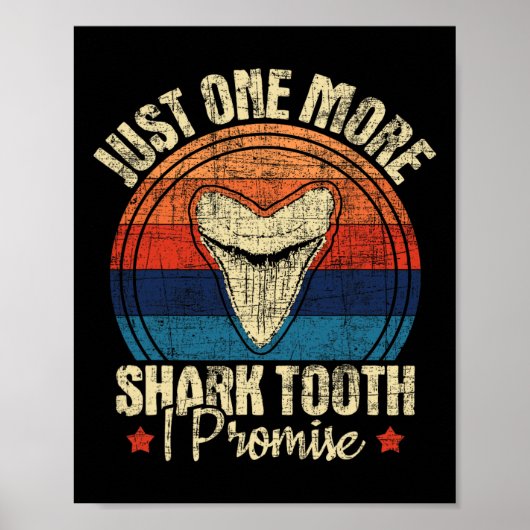 Nur noch ein Hai-Zahn I Versprechen - Retro Fossil Poster (Vorne)