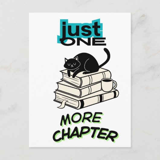 Nur noch ein Kapitel Katze Postkarte (Vorderseite)