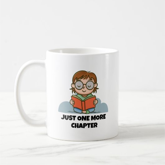 Nur noch ein Kapitel, lesender Bücherwurm Kaffeetasse (Links)