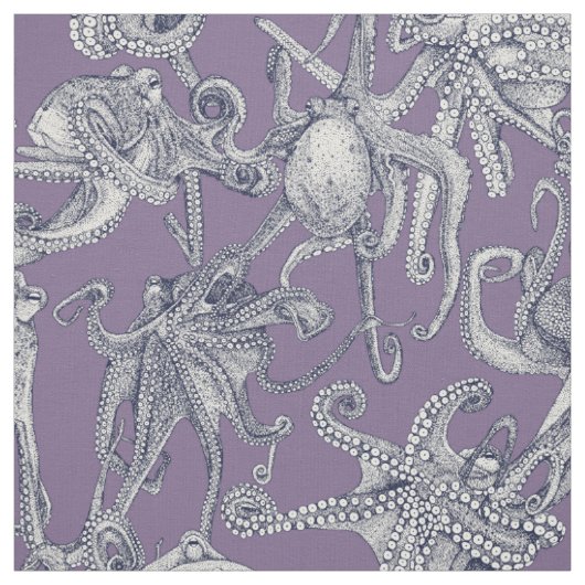 nur Oktopusse navy blau violett Stoff (Muster)
