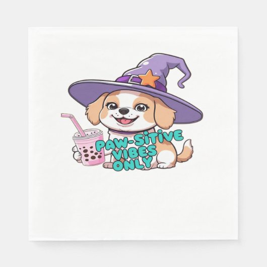 Nur Paw-Schwänze - Niedlicher Hund mit Blasen-Tee Serviette (Vorderseite)