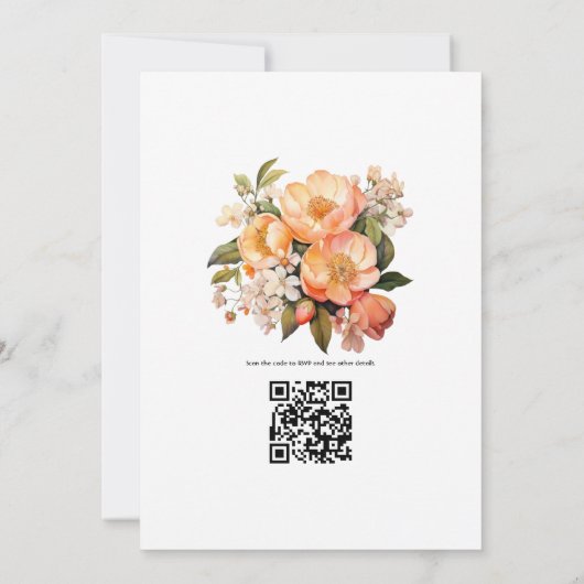 Nur Peachy Floral Wedding Einladung (Rückseite)
