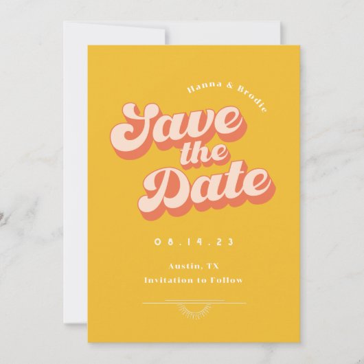 Nur Peachy Non-Foto Hochzeit speichern das Datum Save The Date (Vorderseite)