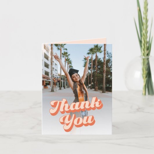 Nur Peachy Retro Abschluss Dankeskarte (Vorderseite)