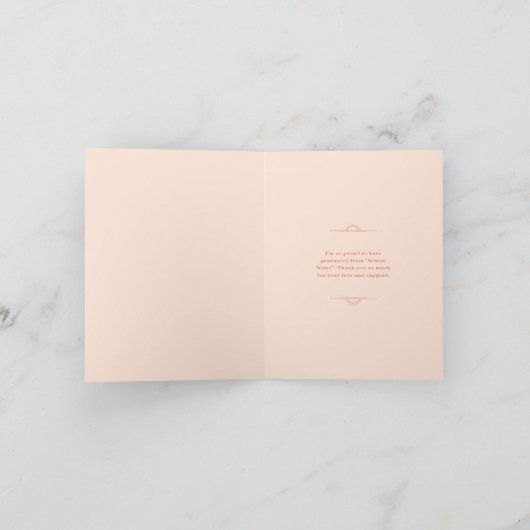 Nur Peachy Retro Abschluss Dankeskarte (Innenseite)