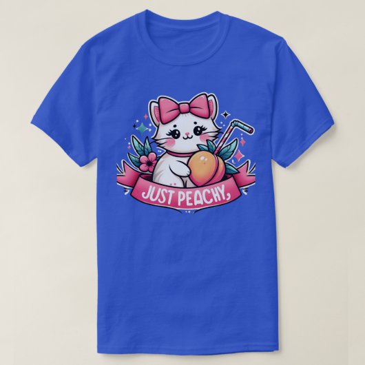 Nur Peachy Retro Cat Pfirsiche Sommerfrucht T-Shirt (Design vorne)