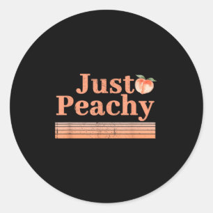Nur Peachy Summer Fruit Retro Graphic Runder Aufkleber