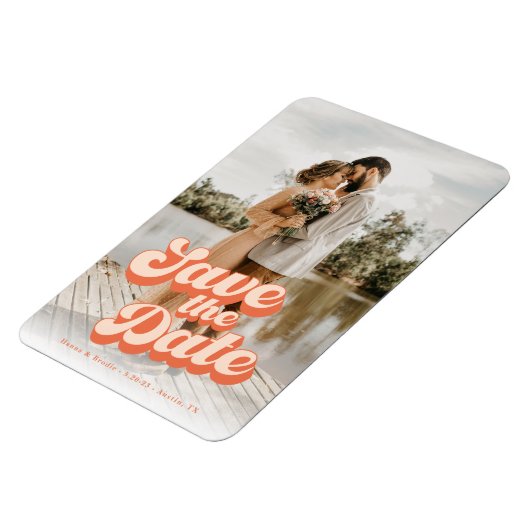 Nur Peachy Wedding speichern das Datum Magnet (Linke Seite)