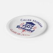 Nur Personalisiert abgestuft Rot & Blau Pappteller (Schrägansicht)