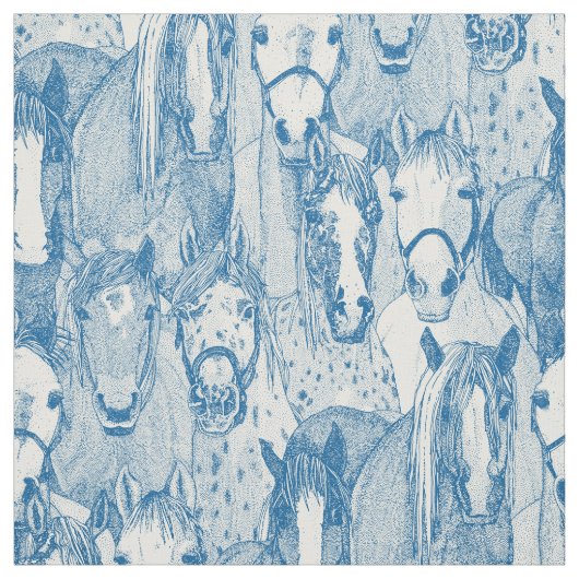 nur Pferde kobaltblau halb Perle Stoff (Muster)
